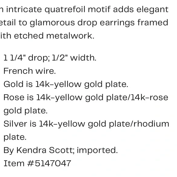 NWOT Kendra Scott Brenna Drop Earrings - Picture 3 of 5